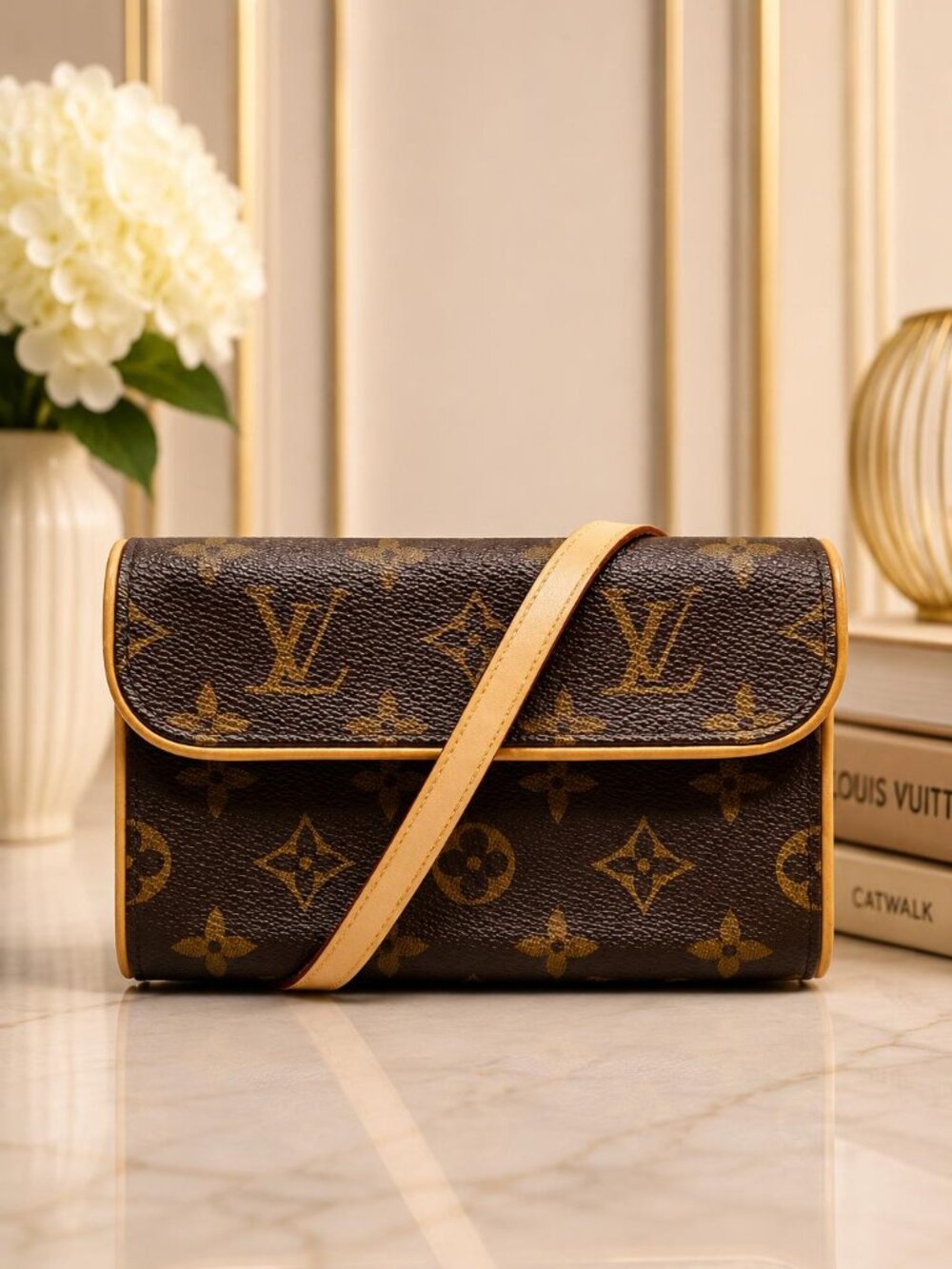 Authentic Louis Vuitton Florentine Monogram Waist Bag Belt Bag Crossbody